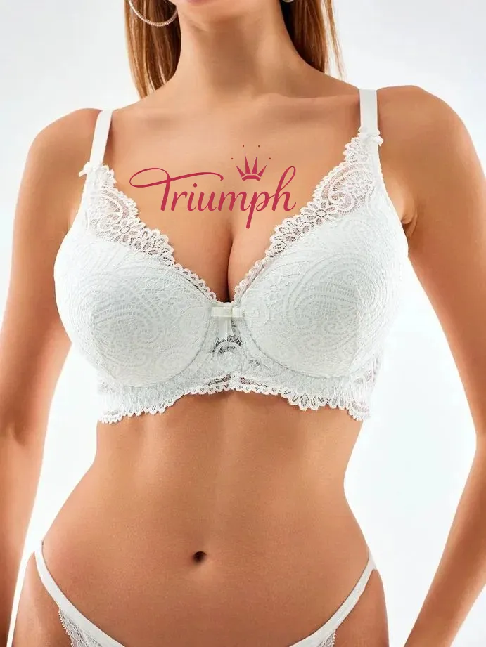 „Triumph®“ 5 vnt.💖50 % nuolaida✨Nėriniuota liemenėlė dideliems dydžiams, gili V formos [65A-120H]
