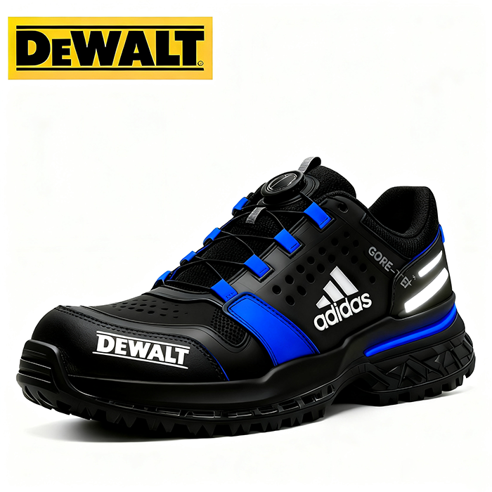 Nepremokavá obuv od značiek Adidas® a DEWALT je perfektnou voľbou do práce aj do prírody.