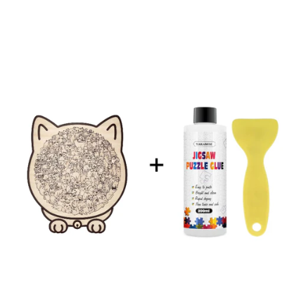 🐱135dielne drevené puzzle v tvare mačky vo farbách Morandiho🎁