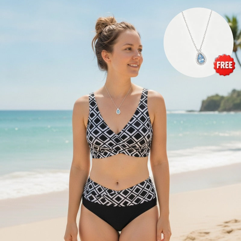 👙🌊Dámsky dvojdielny bikini set s vysokým pásom