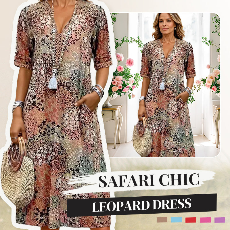 💥Výpredaj 2026 – 50 % ZĽAVA🤩 Šaty Safari Chic s leopardím vzorom