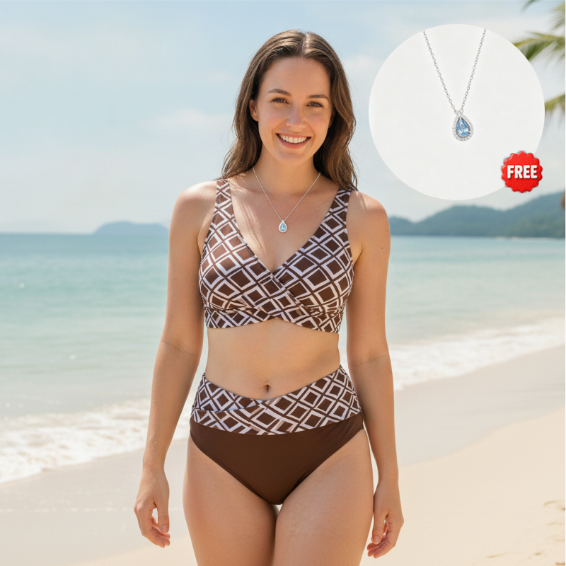 👙🌊Dámsky dvojdielny bikini set s vysokým pásom