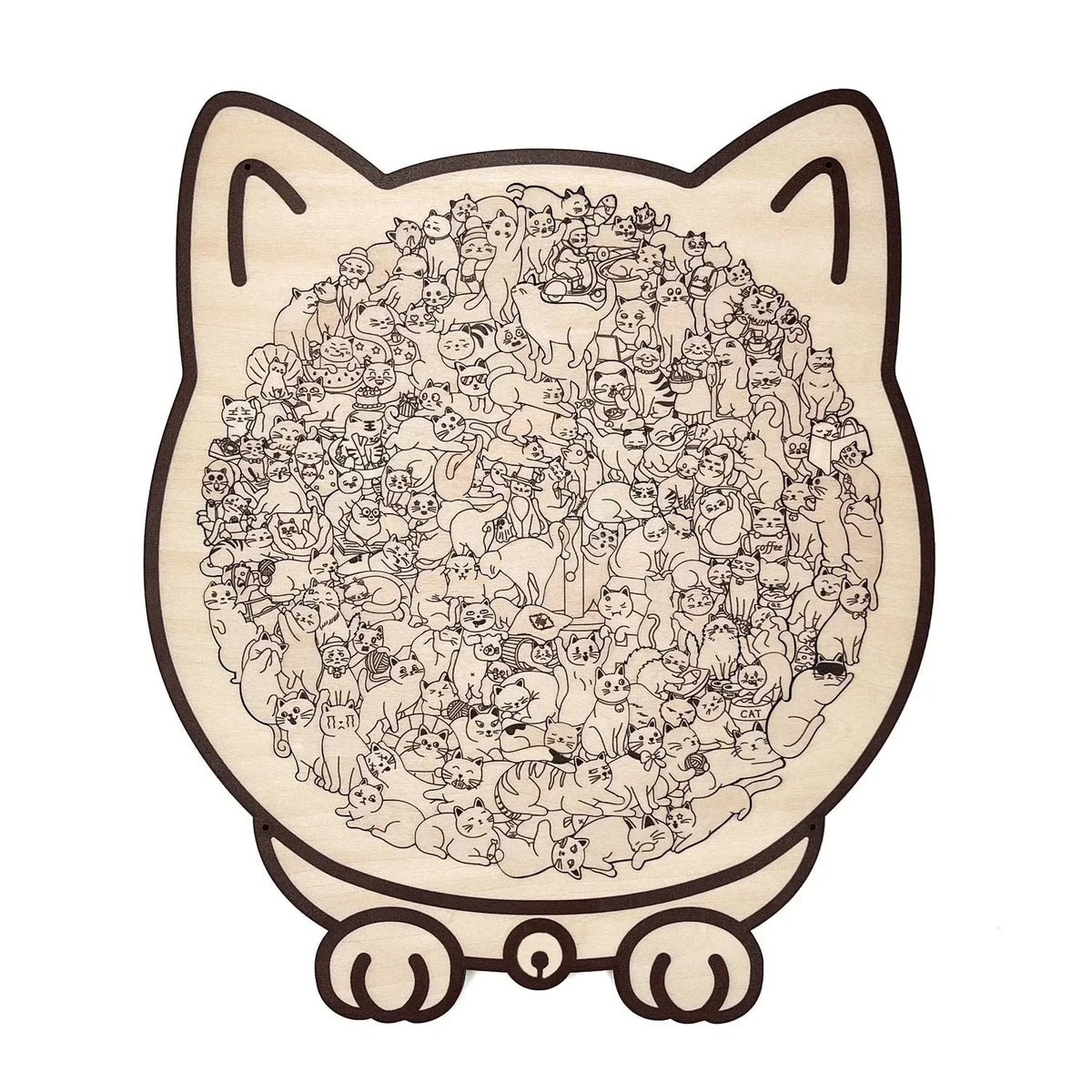 🐱135dielne drevené puzzle v tvare mačky vo farbách Morandiho🎁