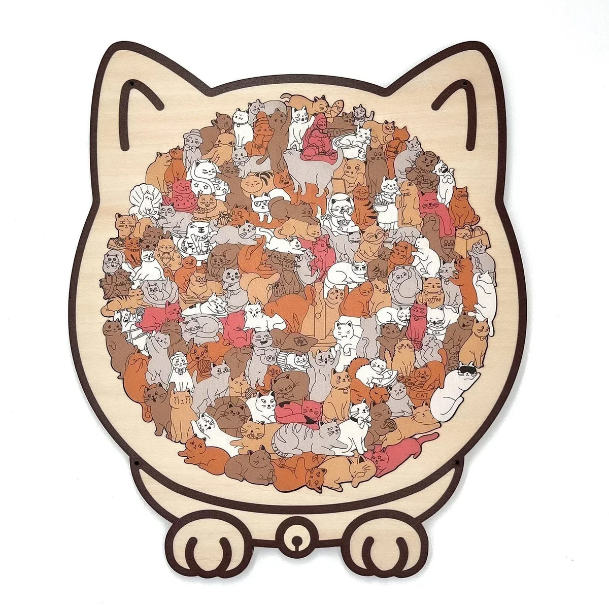 🐱135dielne drevené puzzle v tvare mačky vo farbách Morandiho🎁