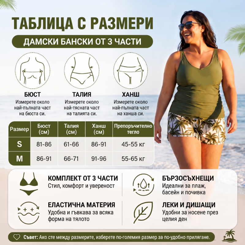 🔥✨ PRODANIH V NAD 50.000 IZVODIH! 🎁Ženski tridelni komplet kopalk tankini s kratkimi hlačami