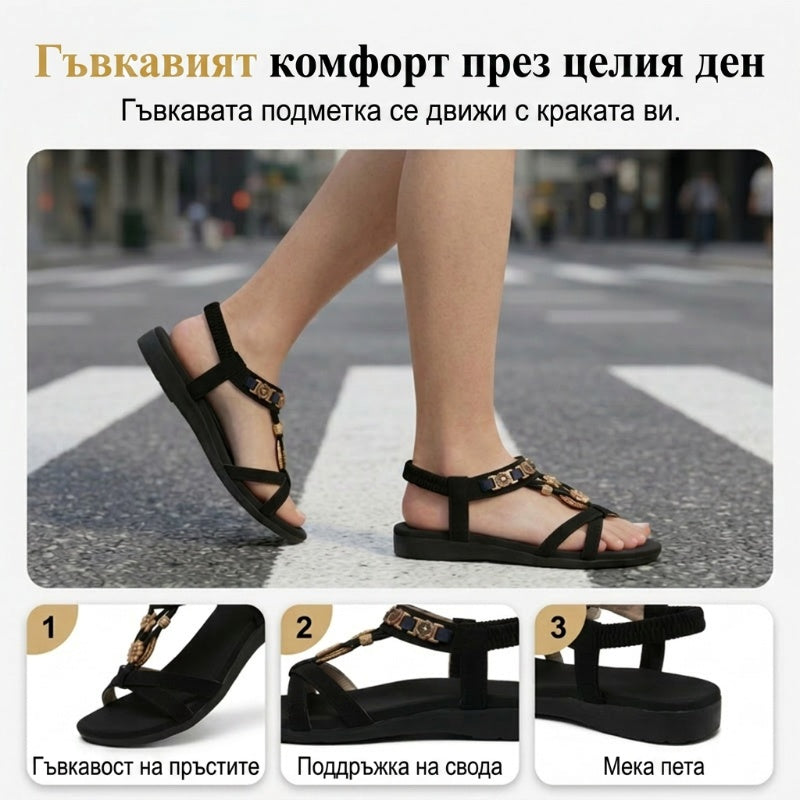 🍀Ženski ravni sandali z okroglim prstom, zračni👡