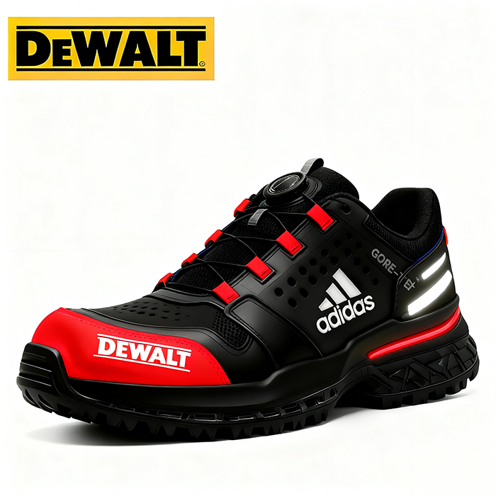 Nepremokavá obuv od značiek Adidas® a DEWALT je perfektnou voľbou do práce aj do prírody.