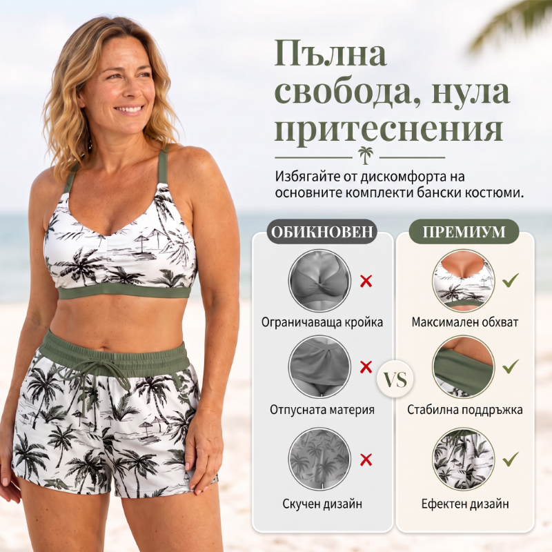🔥✨ PRODANIH V NAD 50.000 IZVODIH! 🎁Ženski tridelni komplet kopalk tankini s kratkimi hlačami