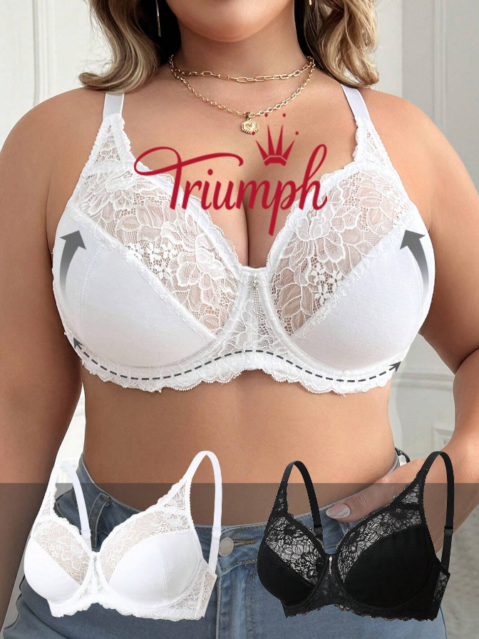Triumph - (3 kusy) Sexy podprsenka pre väčšie veľkosti s čipkou