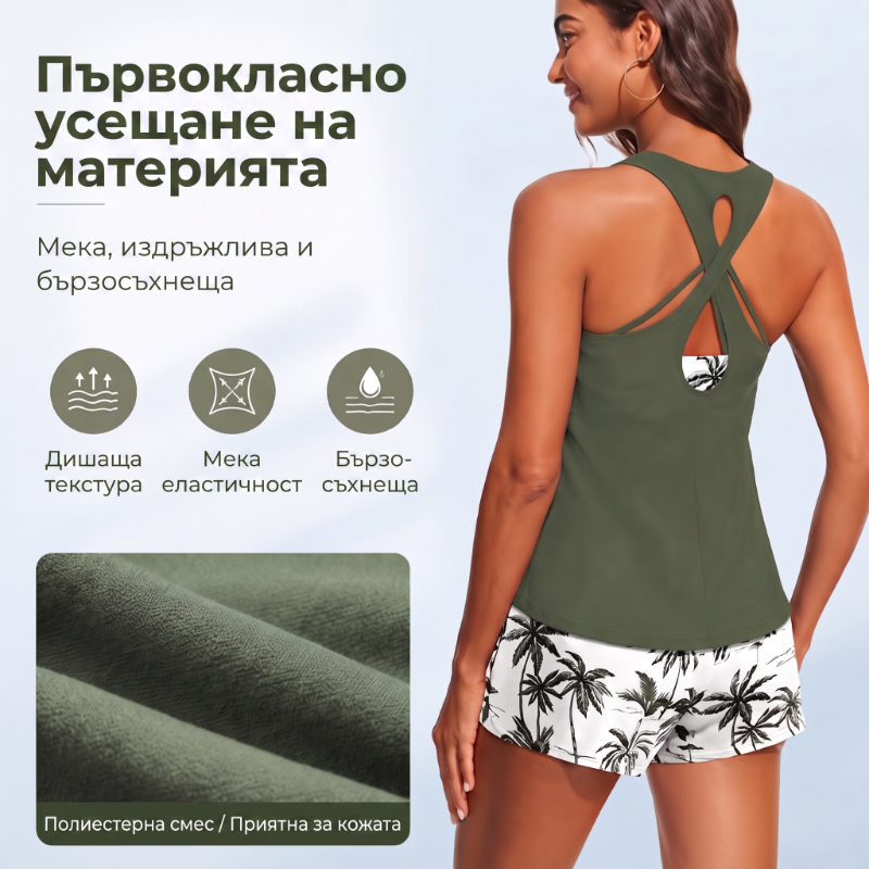 🔥✨ PRODANIH V NAD 50.000 IZVODIH! 🎁Ženski tridelni komplet kopalk tankini s kratkimi hlačami