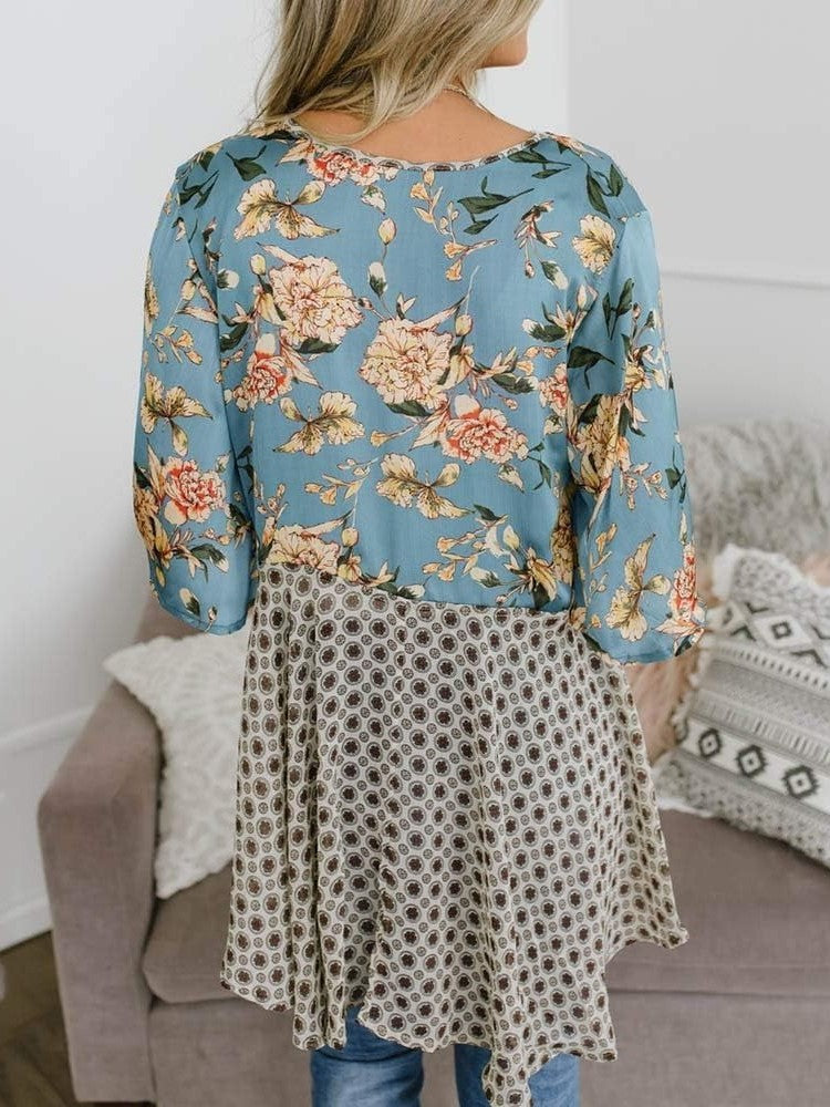 🌸Dámske kvetinové kimono s volánkovými rukávmi a viazaním – vzdušné voľné prikrývky v štýle boho