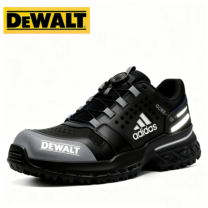 Nepremokavá obuv od značiek Adidas® a DEWALT je perfektnou voľbou do práce aj do prírody.