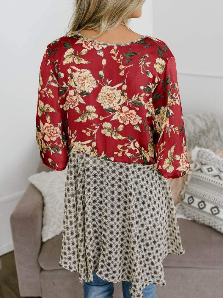 🌸Dámske kvetinové kimono s volánkovými rukávmi a viazaním – vzdušné voľné prikrývky v štýle boho