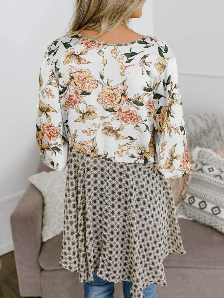 🌸Dámske kvetinové kimono s volánkovými rukávmi a viazaním – vzdušné voľné prikrývky v štýle boho