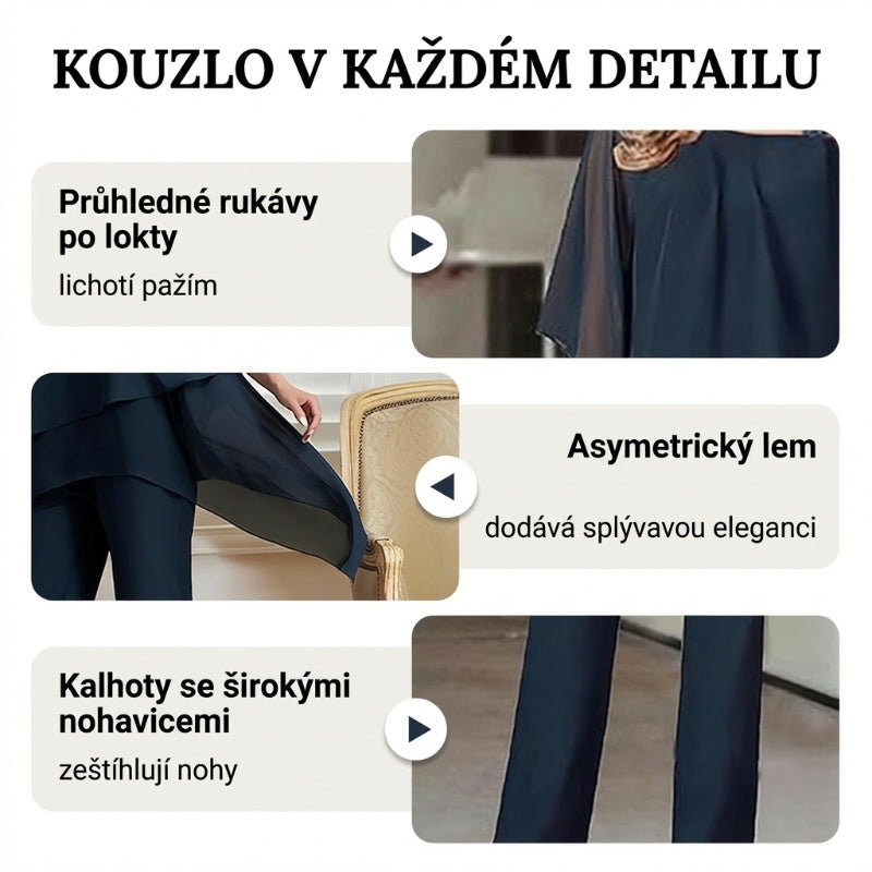🔥Silueta elegantného asymetrického topu a širokých nohavíc🔥