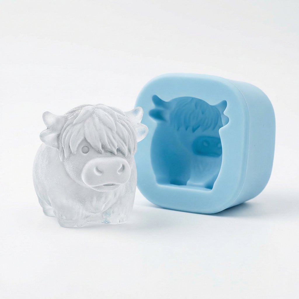 🐮 Formička na kocky ľadu v tvare mini škótskej kravy – roztomilý 3D ľad do nápojov, na večierky a ako darček