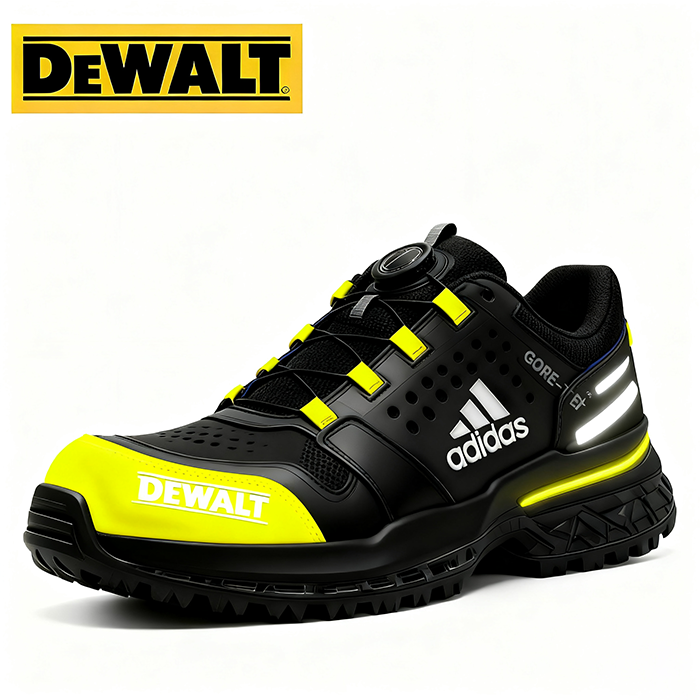 Nepremokavá obuv od značiek Adidas® a DEWALT je perfektnou voľbou do práce aj do prírody.