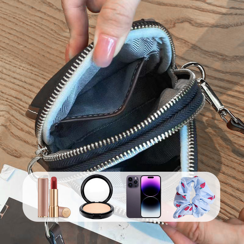 Dámska klasická PU crossbody kabelka s dvojitým zipsom