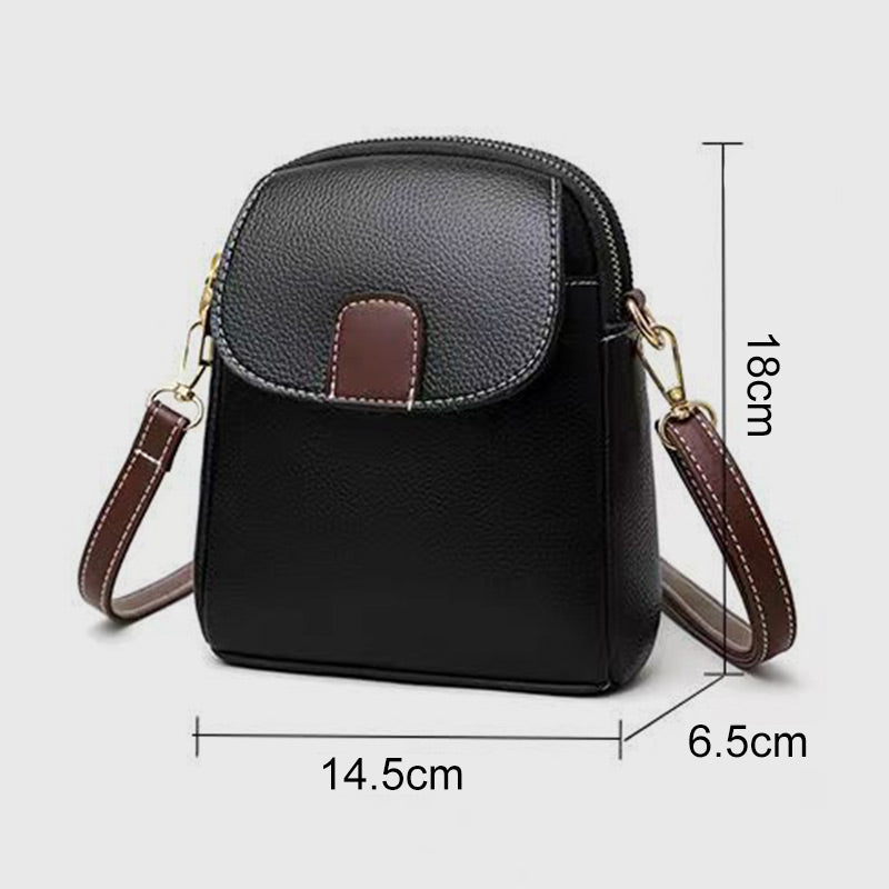 Dámska klasická PU crossbody kabelka s dvojitým zipsom