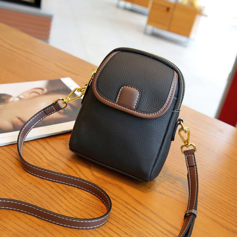 Dámska klasická PU crossbody kabelka s dvojitým zipsom