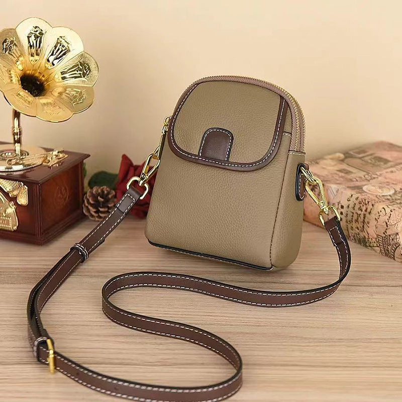 Dámska klasická PU crossbody kabelka s dvojitým zipsom