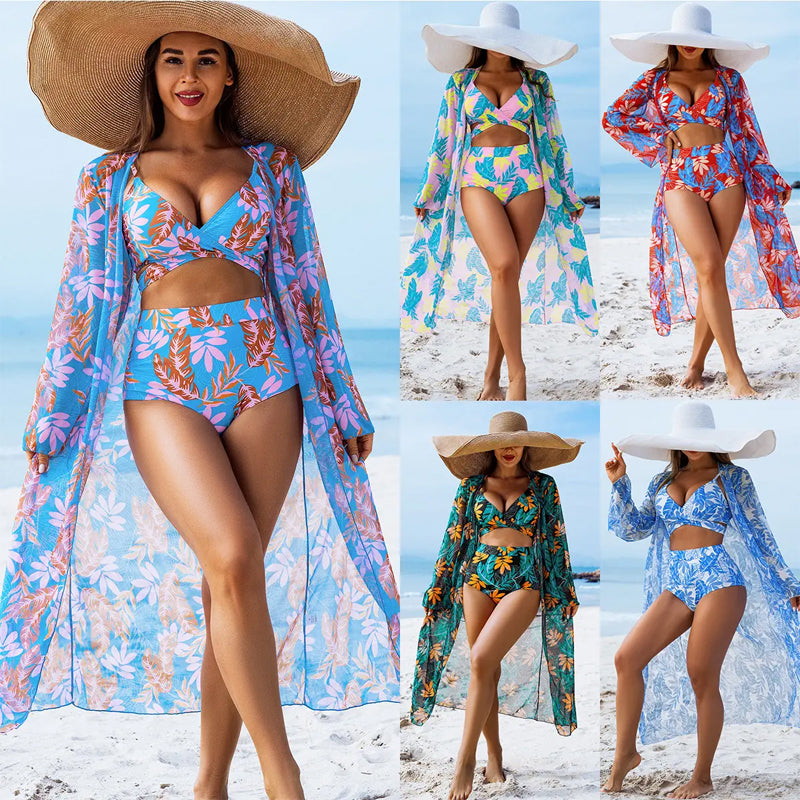 🏖️🌸Sexi trojdielne plavky pre ženy s kvetinovou potlačou👙