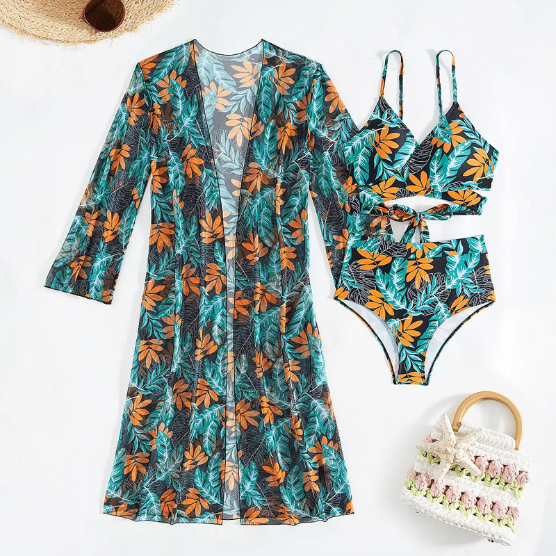 🏖️🌸Sexi trojdielne plavky pre ženy s kvetinovou potlačou👙