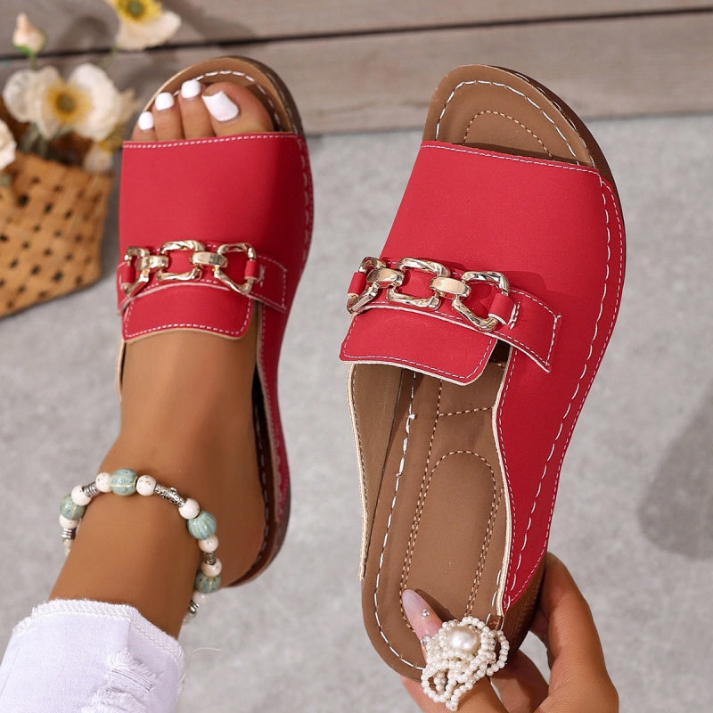👡✨ Štýlové ortopedické sandále s kovovou sponou – podpora klenby, nastaviteľná veľkosť, celodenné pohodlie 🦶🏖️