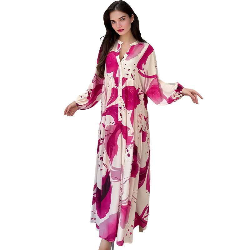 👗 50% ZĽAVA! 🌸 Dámske maxi šaty s kvetinovým vzorom a výstrihom do V – splývavá látka, romantický dizajn a ideálny na leto ☀️