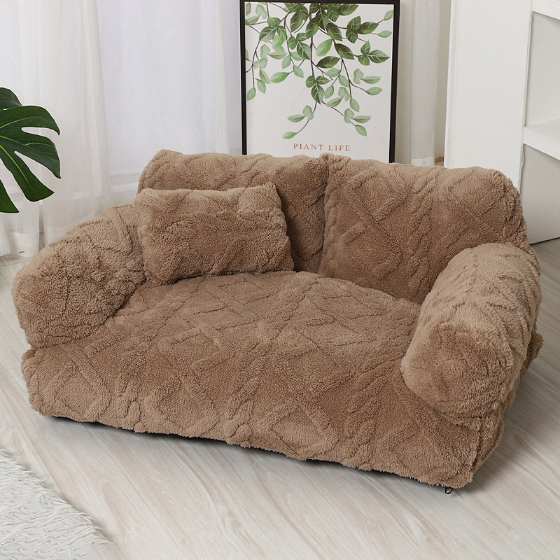 ✨🔥Plyšový upokojujúci pelech pre domácich miláčikov v tvare pohovky s prateľným poťahom 🛋️
