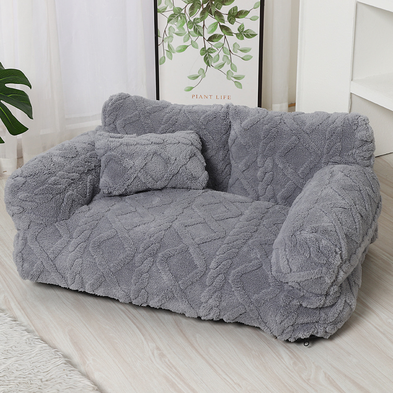 ✨🔥Plyšový upokojujúci pelech pre domácich miláčikov v tvare pohovky s prateľným poťahom 🛋️