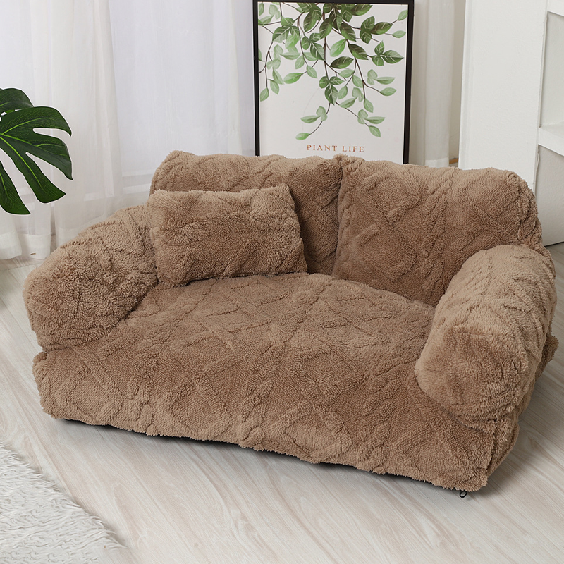 ✨🔥Plyšový upokojujúci pelech pre domácich miláčikov v tvare pohovky s prateľným poťahom 🛋️