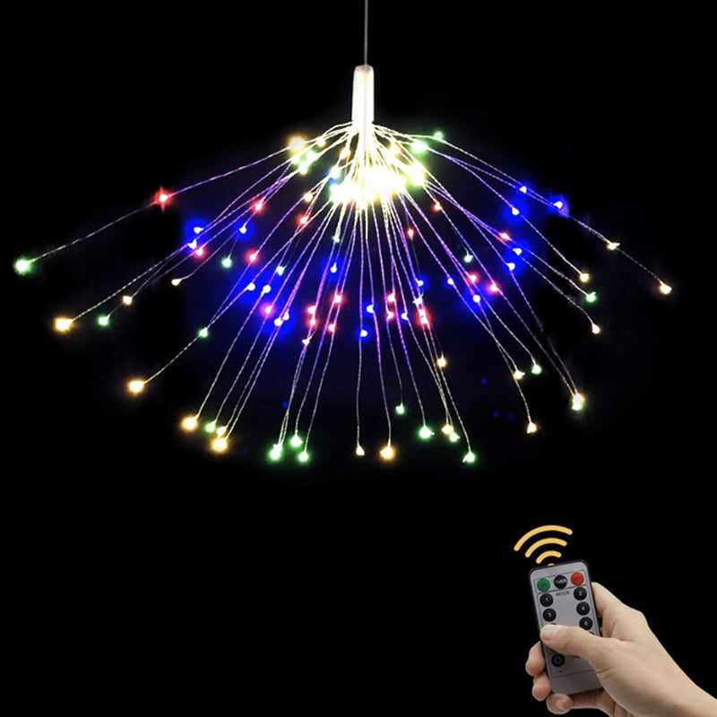 ☀️🎆 Solárne svetelné reťaze Solar Fireworks – automatické zapínanie/vypínanie, vodotesné LED diódy pre záhradu, terasu a večierky 🎉✨