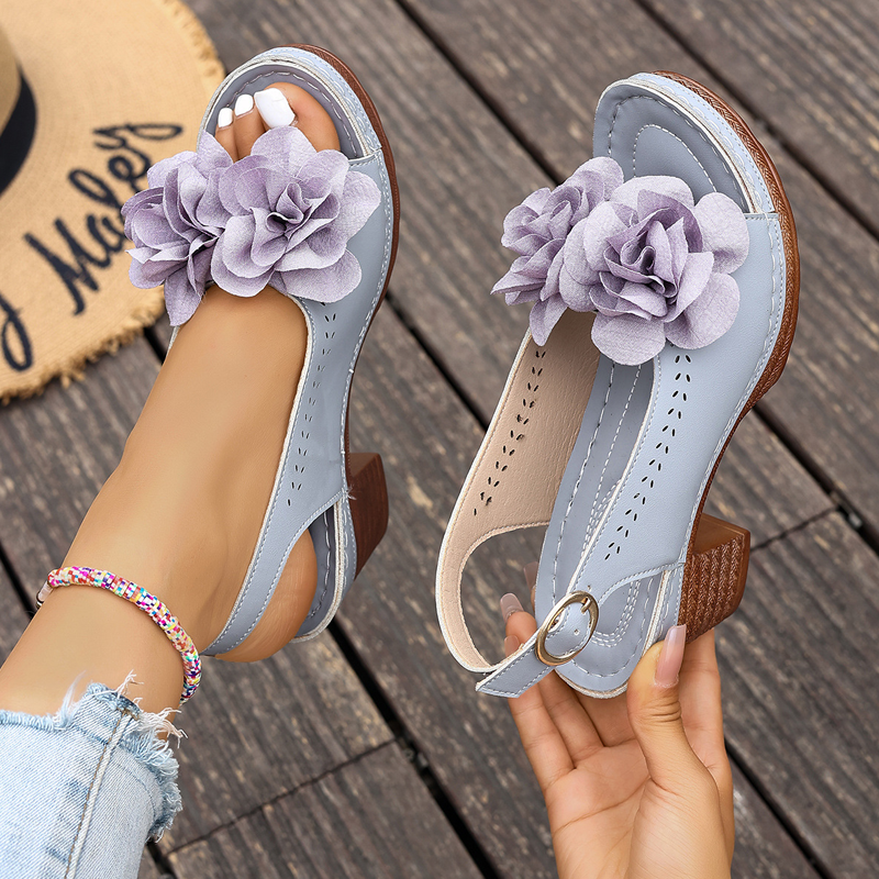 👡 Dámske 3D kvetinové sandále s otvorenou špičkou a blokovým podpätkom – pohodlné, priedušné a elegantné | Ideálne na letné rande, svadby a dovolenky 🌸✨🏖️