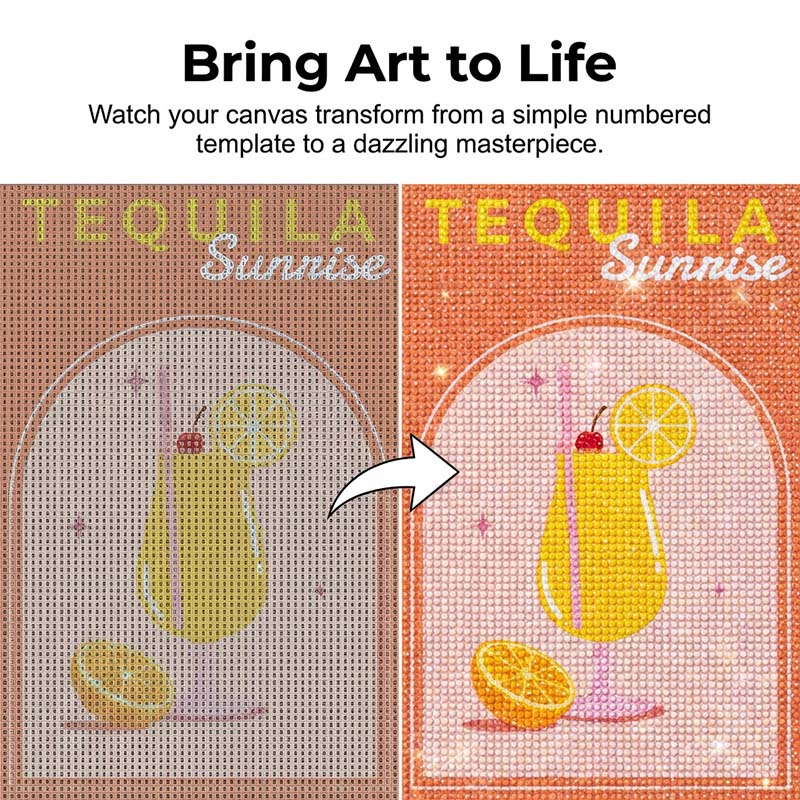 🎨 DIY 5D diamantová maliarska sada – Koktail tému, iskriace diamanty, ľahké lepenie | Dekorácia do obývačky, darček s osobnou tvorbou 🥂✨🎁