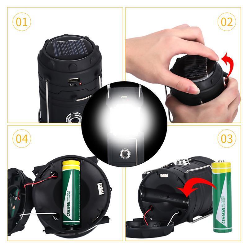 ⛺🔦 3 v 1 – kempingová lampa s LED diódami s efektom plameňa