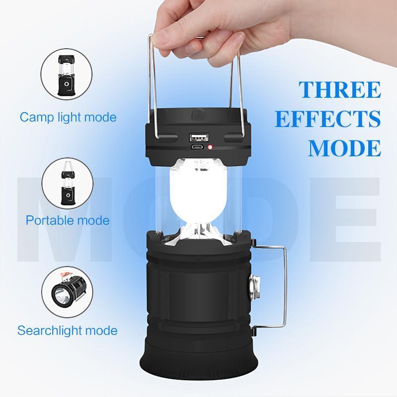 ⛺🔦 3 v 1 – kempingová lampa s LED diódami s efektom plameňa