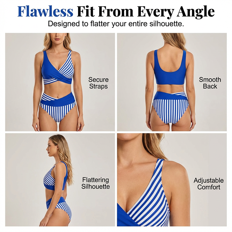 👙 Farebne blokované bikiny S-3XL: Štýlové a tvarujúce dvojdielne plavky 🌊
