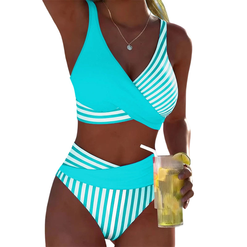 👙 Farebne blokované bikiny S-3XL: Štýlové a tvarujúce dvojdielne plavky 🌊
