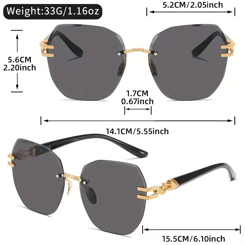 🕶️ Výrazné bezrámové slnečné okuliare – minimalistická kovová obruba, ochrana UV400, ľahké – platba na dobierku ✨