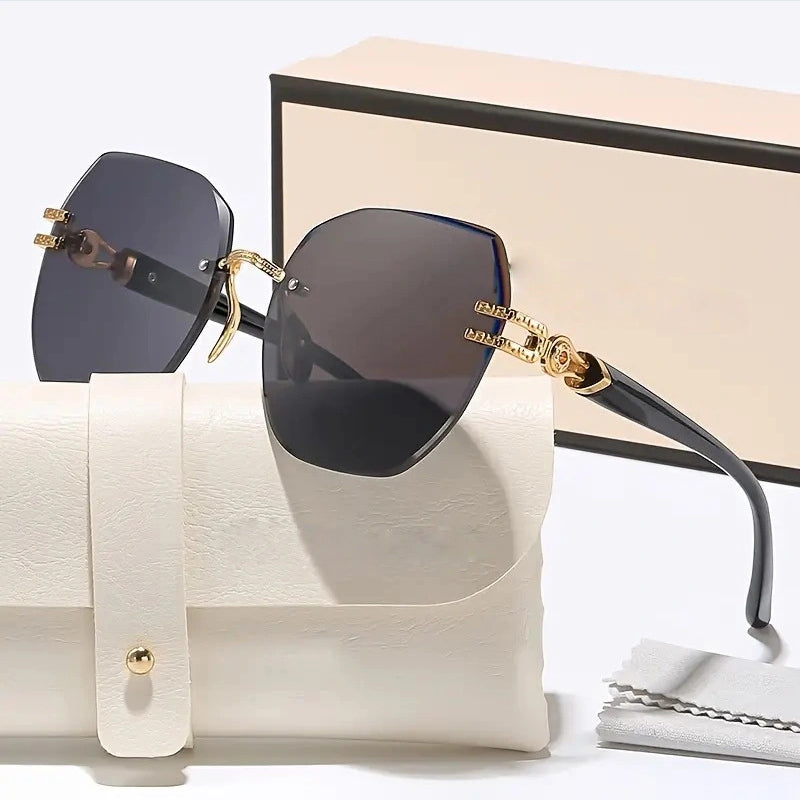 🕶️ Výrazné bezrámové slnečné okuliare – minimalistická kovová obruba, ochrana UV400, ľahké – platba na dobierku ✨