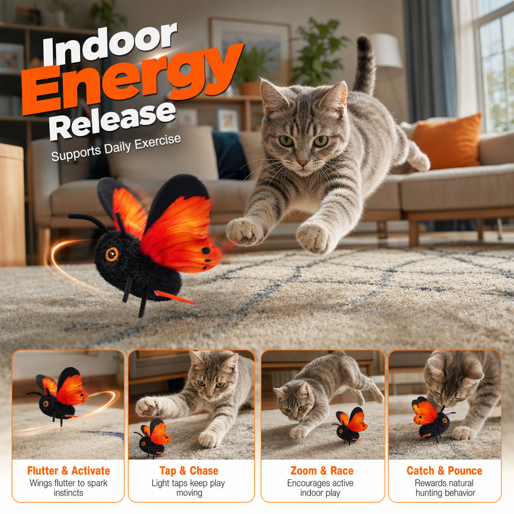 🦋🐱 🐈Perfektný kamarát pre domácich miláčikov! Aktivácia pohybom, realistický let, interaktívna zábava – udrží vašu mačku zaujatú na celé hodiny. 🔥✨