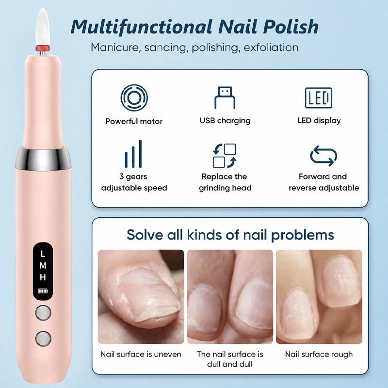💅🔋 Bezdrôtová elektrická manikúra s nabíjacím stojanom – užite si profesionálnu manikúru aj doma! | Prenosná, dobíjacia, použiteľná kedykoľvek ✨