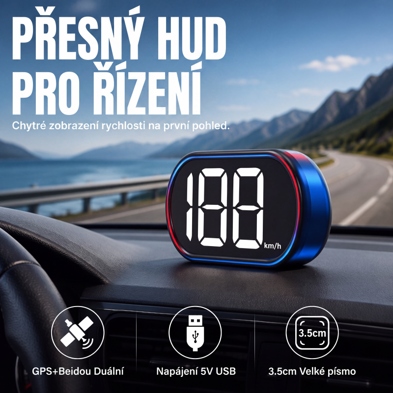 🎯 HUD displej Presné GPS meranie rýchlosti Zobrazenie v reálnom čase – Rozlúčte sa s pokutami za rýchlosť