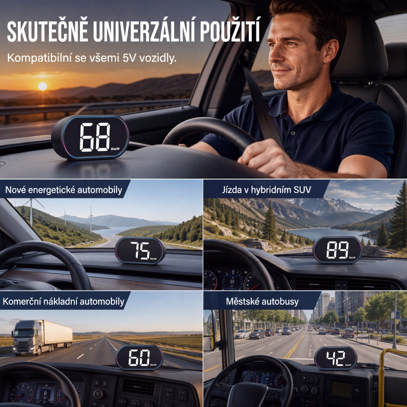 🎯 HUD displej Presné GPS meranie rýchlosti Zobrazenie v reálnom čase – Rozlúčte sa s pokutami za rýchlosť