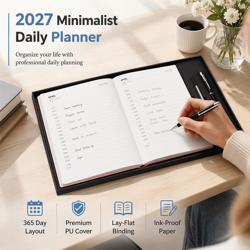 📘✨2027 Minimalistický zápisník s denným plánom
