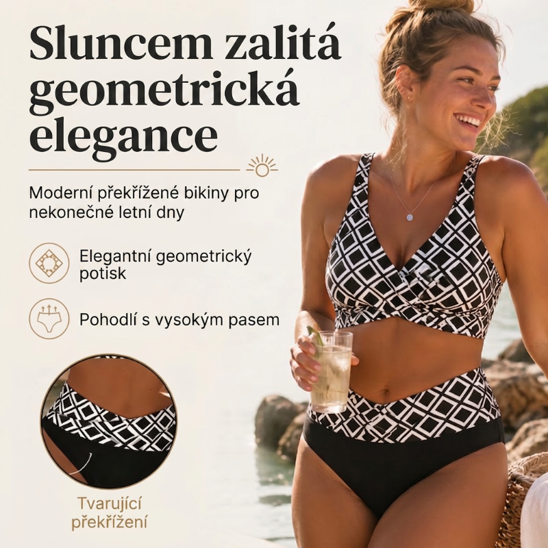 👙🌊Dámsky dvojdielny bikini set s vysokým pásom
