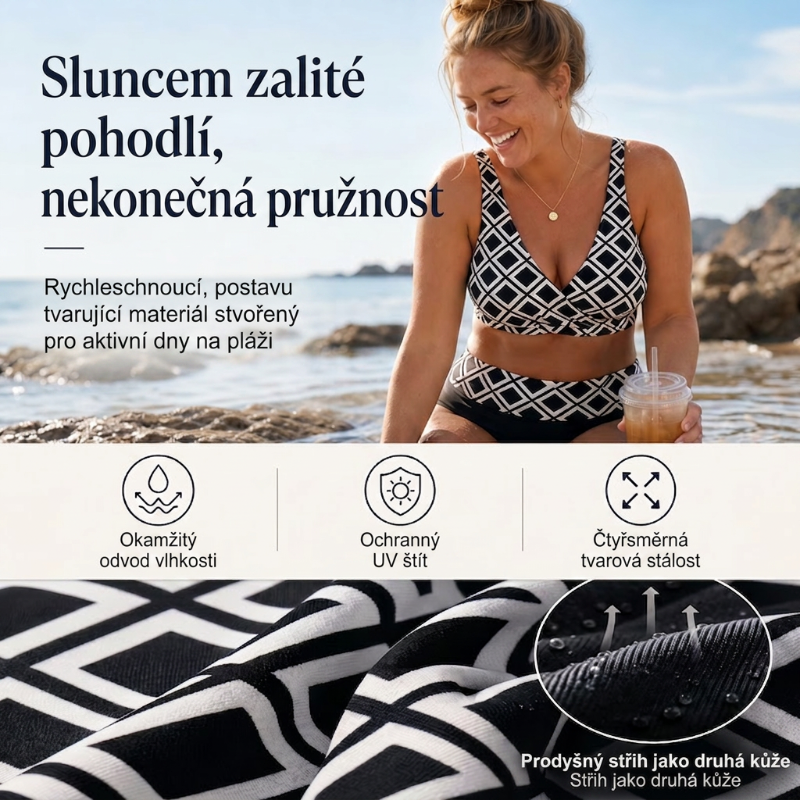 👙🌊Dámsky dvojdielny bikini set s vysokým pásom